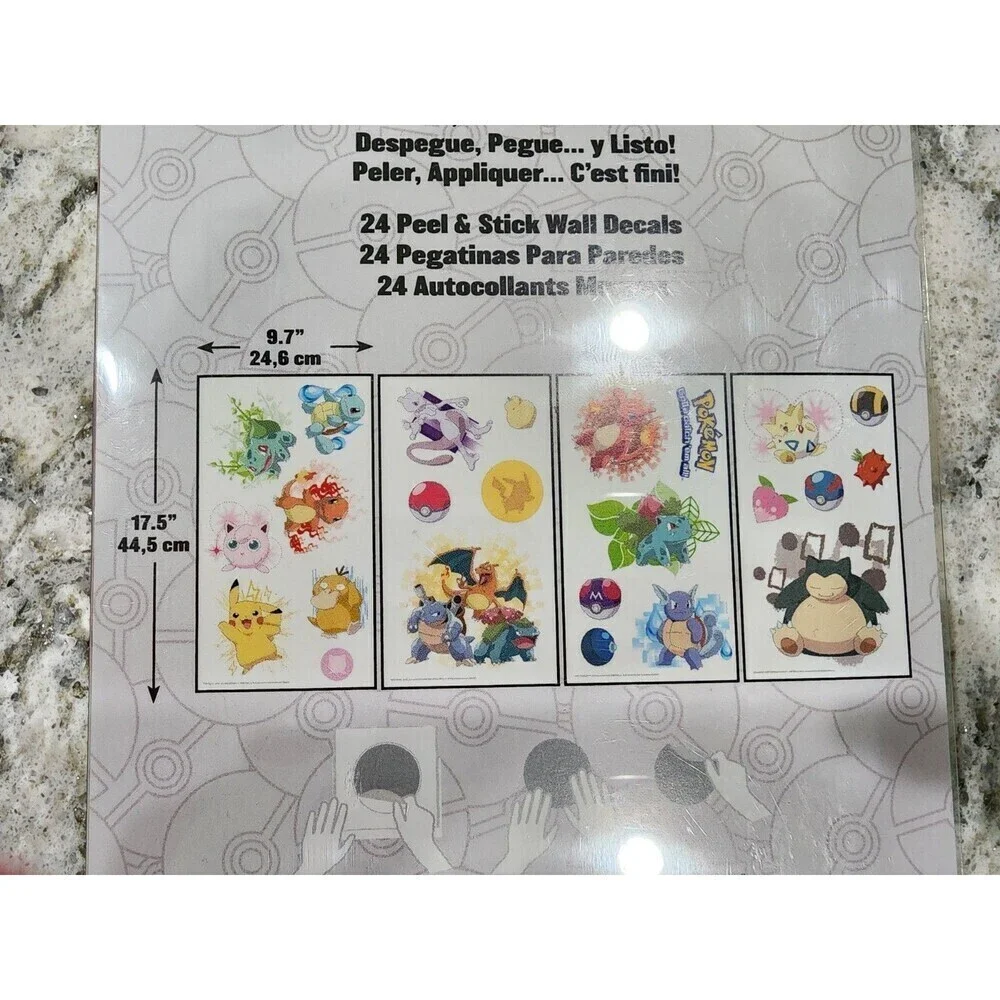 RMK2535SCS POKEMON ICONIC 24 Peel & Stick Wall Decals Kids Room Decor Stickers